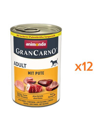 ANIMONDA GranCarno Nassfutter mit Truthahn für adulte Hunde getreidefrei 12x800 g