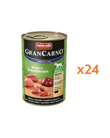 ANIMONDA GranCarno Nassfutter mit Rind und Entenherzen für adulte Hunde getreidefrei 24x400g