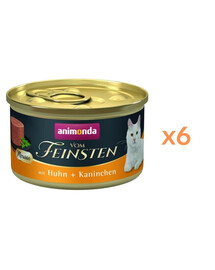 ANIMONDA Vom Feinsten Nassfutter mit Huhn und Kaninchen Mousse für adulte Katzen getreidefrei 6x85g
