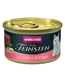 ANIMONDA Vom Feinsten Nassfutter mit Lachs und Geflügel Mousse für adulte Katzen getreidefrei 85 g
