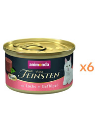 ANIMONDA Vom Feinsten Nassfutter mit Lachs und Geflügel Mousse für adulte Katzen getreidefrei 6x85 g