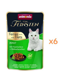 ANIMONDA Vom Feinsten Fines mit Filets Nassfutter mit Kaninchen und Hähnchenfilet für adulte Katzen 6x85g