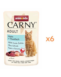ANIMONDA Carny Nassfutter mit Huhn und Thunfisch für adulte Katzen getreidefrei 6x85g