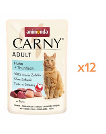 ANIMONDA Carny Nassfutter mit Huhn und Thunfisch für adulte Katzen getreidefrei 12x85g