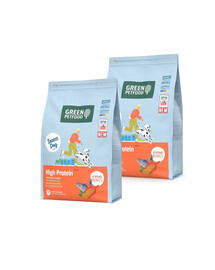 GREEN PETFOOD InsectDog High Protein Trockenfutter mit Insektenprotein und Lachs für aktive adulte Hunde 2x3kg