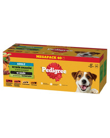 PEDIGREE Adult Mix Beutel mit Gemüse Nassfutter für adulte Hunde mit Rind und Lamm, Rind und Leber, Huhn, Truthahn in Soße 120x100 g