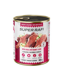 RAFI Super Nassfutter mit Kalbfleisch und Kaninchenleber für adulte Hunde aller Rassen getreidefrei 800g