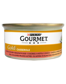 GOURMET Gold Casserole Nassfutter mit Ente und Pute für adulte Katzen 85 g