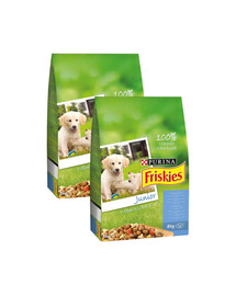 FRISKIES Junior Vitamins A D E Trockenfutter mit Huhn, Milch und Gemüse für Welpen 16kg (2x8 kg)