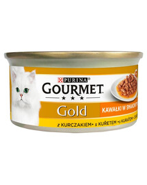 GOURMET Gold Sauce Delights Nassfutter mit Huhn in Soße für adulte Katzen 6x85 g