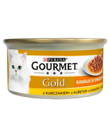 GOURMET Gold Sauce Delights Nassfutter mit Huhn in Soße für adulte Katzen 12x85 g