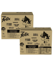 FELIX Nassfutter Rind, Huhn, Ente und Lamm in Gelee Mix Fleisch für Katzen 240x85g