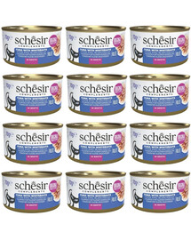 SCHESIR Nassfutter Thunfisch mit Sprotten in Brühe für adulte Katzen 12x70 g