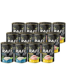 RAFI Cat Nassfutter Mix Geschmacks mit Dorsch und Huhn für adulte Katzen getreidefrei 12x400 g