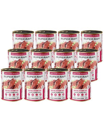SUPER RAFI Nassfutter mit Kalbfleisch und Kaninchenleber für adulte Hunde getreidefrei 12x400 g