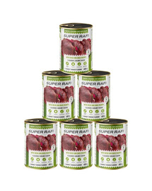SUPER RAFI Nassfutter mit Hirsch und Entenherzen für adulte Hunde getreidefrei 6x400 g