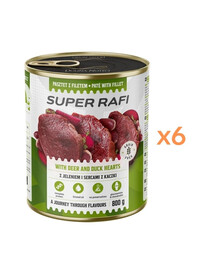 RAFI Super z jeleniem i sercami z kaczki 6x800g pasztet dla psów