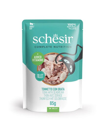 SCHESIR Nassfutter Thunfisch mit Dorade in Gelee für Katzen 12x85 g