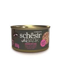 SCHESIR After Dark Nassfutter Huhn mit Schinken in Brühe für Katzen getreidefrei 80 g