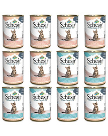SCHESIR Kitten care 3-12 Set Thunfisch und Huhn mit Aloe in Gelee für Kätzchen 12x140g