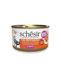 SCHESIR Nassfutter Thunfisch mit Kürbis in Brühe für Katzen 6x70 g
