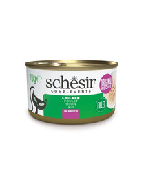 SCHESIR Nassfutter Huhn mit Reis in Brühe für Katzen 6x70 g