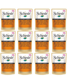 SCHESIR Nassfutter Thunfisch mit Hähnchen und Garnelen für Katzen 12x50g