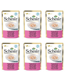 SCHESIR Nassfutter mit Huhn und Schinken für Katzen 6x50 g