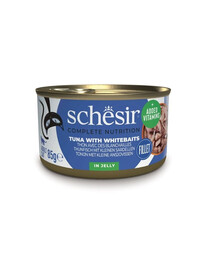 SCHESIR Nassfutter Thunfisch mit Sprotten in Gelee für Katzen 6x85 g