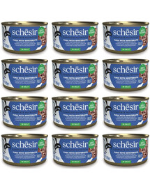 SCHESIR Nassfutter Thunfisch mit Sprotten in Gelee für Katzen 12x85 g