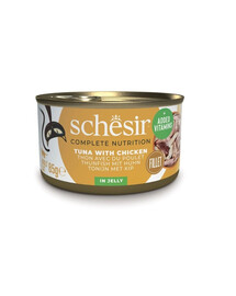 SCHESIR Nassfutter Thunfisch mit Hähnchenfilets in Gelee für Katze 6x85 g