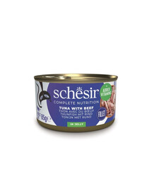SCHESIR Nassfutter Thunfisch mit Rind in Gelee für Katzen 6x85 g