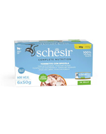 SCHESIR Nassfutter Thunfisch mit Seebarsch in Gelee für Katzen 6x50g