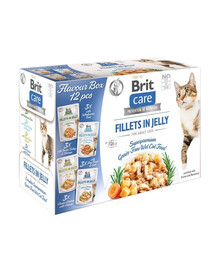 BRIT Care Fillets in Jelly Filets in Gelee mit Pute, Garnelen, Forelle, Kabeljau, Hühnchen mit Käse und Thunfisch für Katzen 24x85g