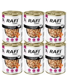 RAFI Classic Nassfutter mit Pute und Karotte in Soße für adulte Hunde aller Rassen 6x1240 g