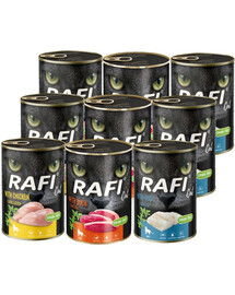 RAFI Cat Mix Geschmacks Nassfutter mit Dorsch, Ente und Huhn für adulte Katzen getreidefrei 9x400 g