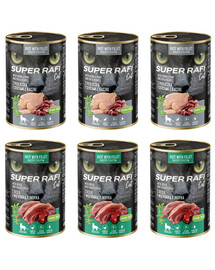 SUPER RAFI Nassfutter Perlhuhn und Entenherzen & Gans und Putenleber für sterilisierten Katzen 6x400g