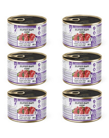 SUPER RAFI Mini Nassfutter mit Rind und Putenherzen fü adulte kleine Hunderassen 6x185g