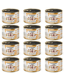 SUPER RAFI Mini Nassfutter mit Wachtel und Entenleber für adulte kleine Hunderassen 12x185g
