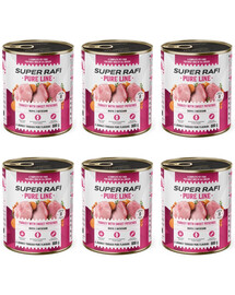SUPER RAFI Pure Line Nassfutter Pute mit Süßkartoffeln für adulte Hunde getreidefrei 6x800g
