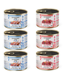 SUPER RAFI Mini Pure Line Nassfutter Mix Lamm Rind Süßkartoffeln für adulte kleine Hunderassen 6x185g