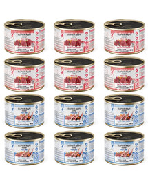 SUPER RAFI Mini Pure Line Nassfutter Mix Lamm Rind Süßkartoffeln für adulte kleine Hunderassen 12x185g