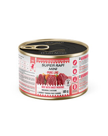 SUPER RAFI Mini Pure Line Nassfutter mit Rind und Süßkartoffeln für adulte kleine Hunderassen 185g