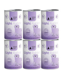 PAKA ZWIERZAKA PEPE Vet Light Rabbit Nassfutter mit Kaninchen für adulte Hunde zur Unterstützung der Gewichtsreduktion 6x400 g