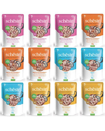 SCHESIR Nassfutter Mix Geschmacks für Katze 12x85g