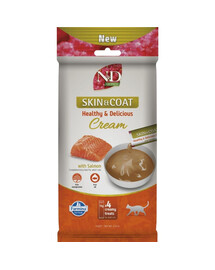 FARMINA N&D Quinoa Skin Coat sremiger Snack mit Lachs für Katzen zur Unterstützung der Haut- und Fellgesundheit 60g