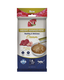 FARMINA N&D Quinoa Cat Weight Management cremiger Snack mit Huhn und Thunfisch für übergewichtige Katzen 60g