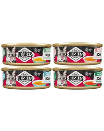 VOSKES Soup Mix Geschmacks Suppe mit Rind, Huhn, Lachs und Thunfisch für Katzen getreidefrei 4x50g