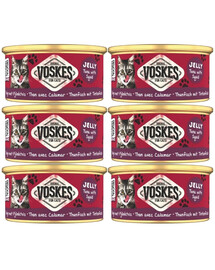 VOSKES Nassfutter mit Thunfisch und Tintenfisch in Gelee für Katzen 6x85 g