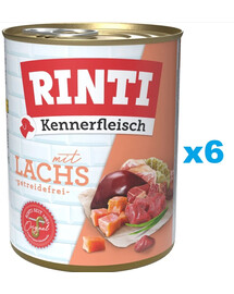 RINTI Kennerfleisch Nassfutter mit Lachs für adulte Hunde getreidefrei 6x800 g